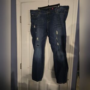 Torrid Dark Blue Distressed Boyfriend Jeans